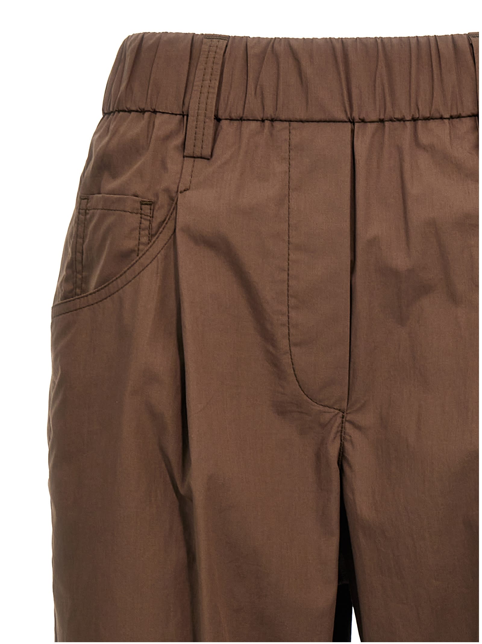 Brunello Cucinelli Brown Monile Pants In Chocolate Brown