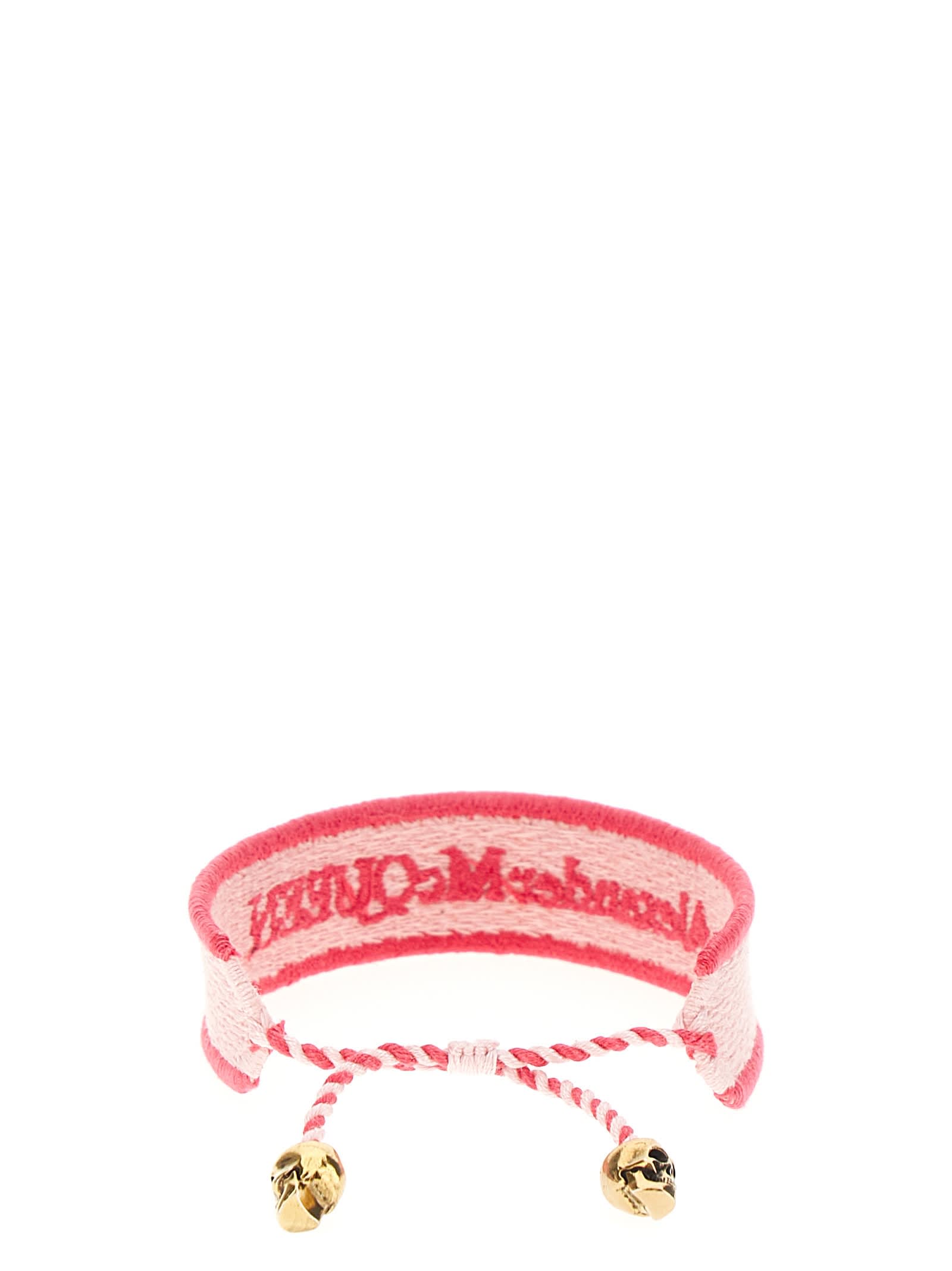 Shop Alexander Mcqueen Embroidered Logo Bracelet