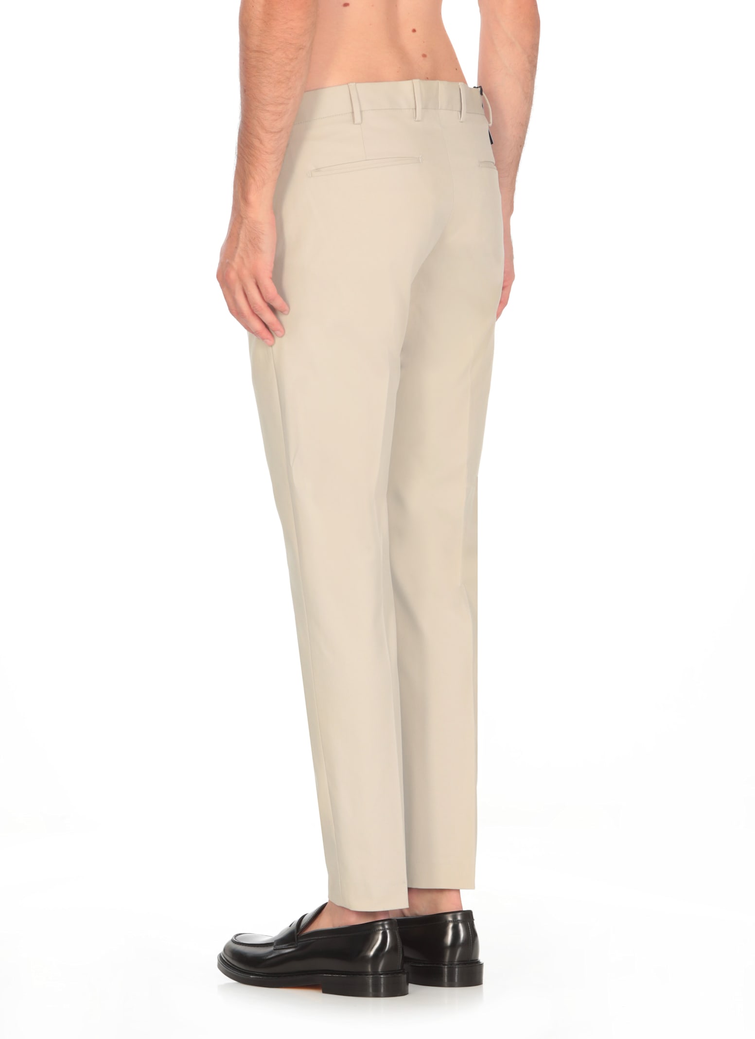 Shop Pt Torino Cotton Trousers In Beige