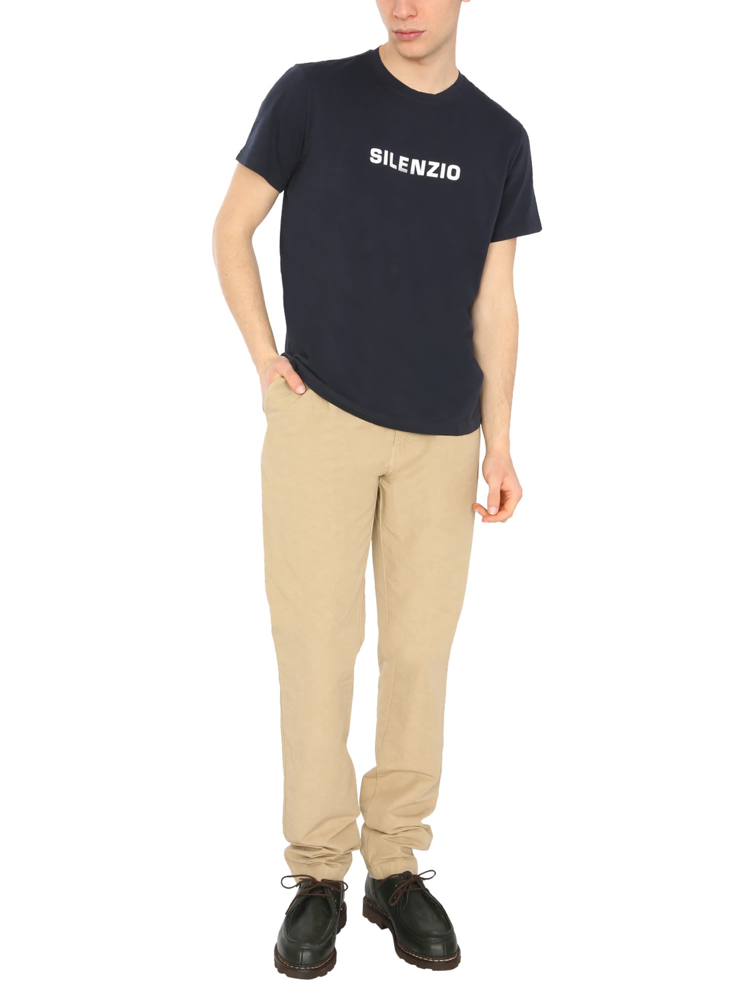 Aspesi Silenzio Crew Neck Pure Cotton T-shirt In Navy
