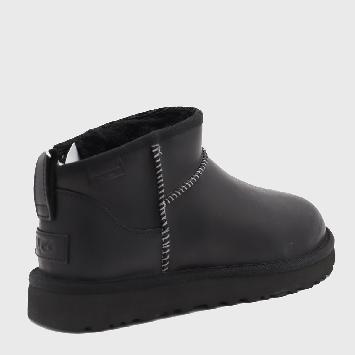 Shop Ugg Black Leather Ultra Mini Boots