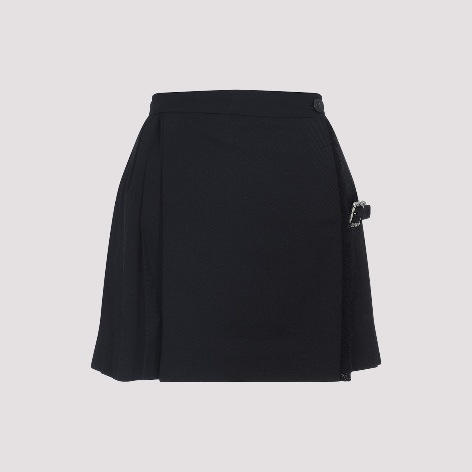 Enfants Riches Deprimes Pleated Black Skirt With Unique Buckle Detail In Black