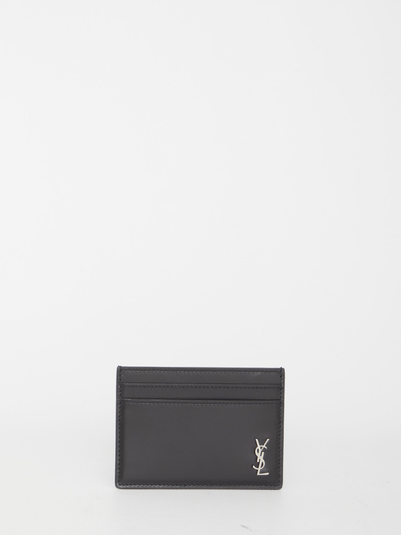 Shop Saint Laurent Small Monogram Card Case In Black