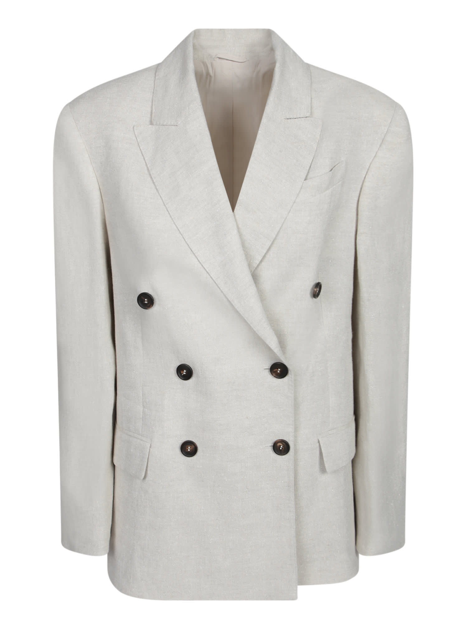 Double-breasted Linen Lurex Jacket - Brunello Cucinelli - Modalova