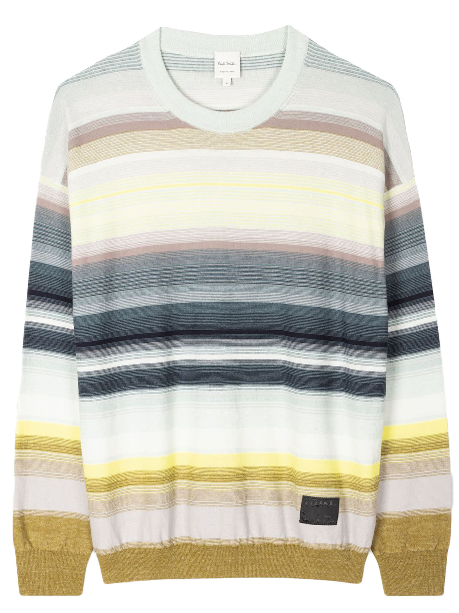 PAUL SMITH COTTON AND LINEN-BLEND STRIPE SWEATER