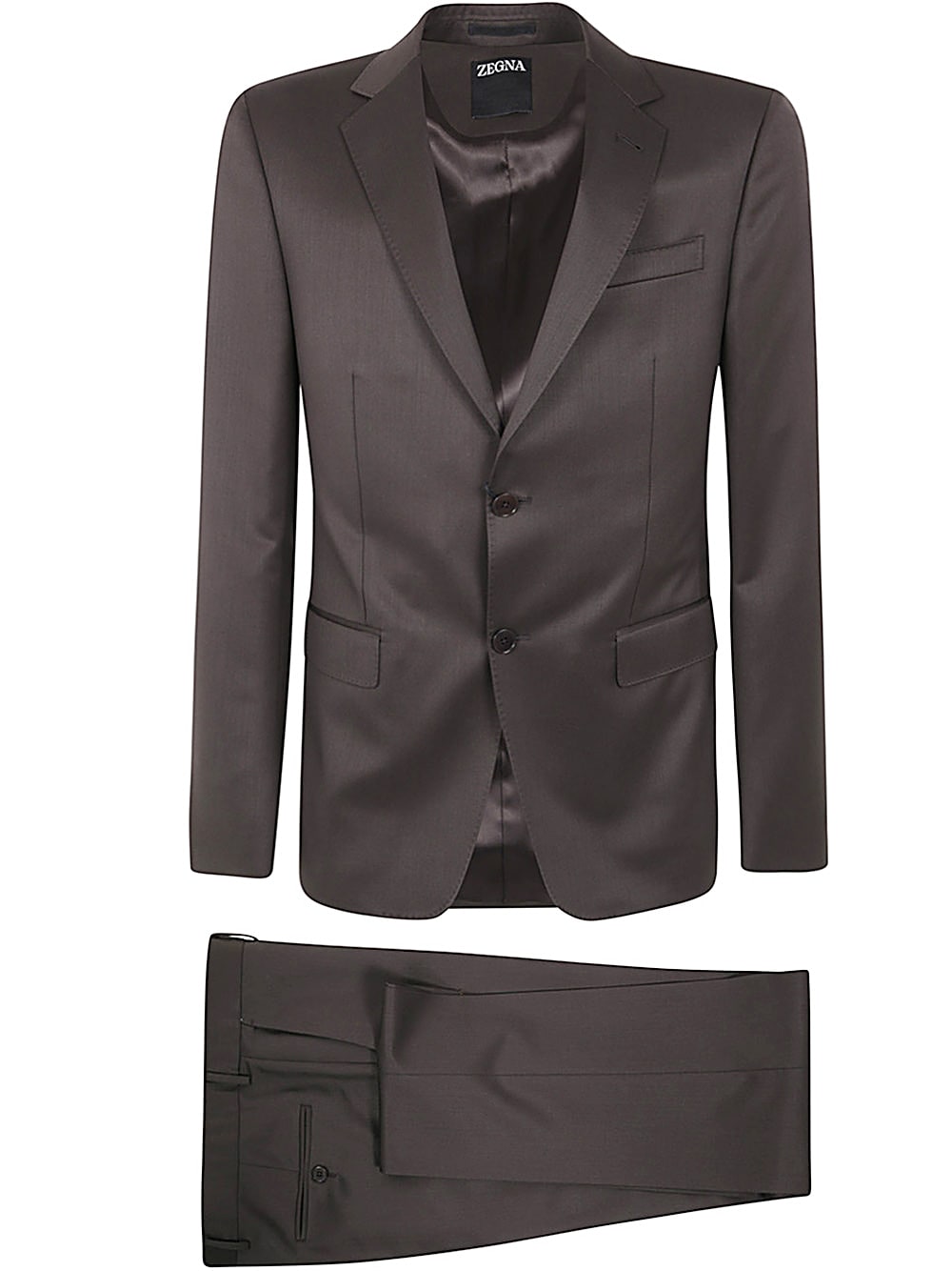 Shop Zegna Wool And Mohair Suit In Brown Solid