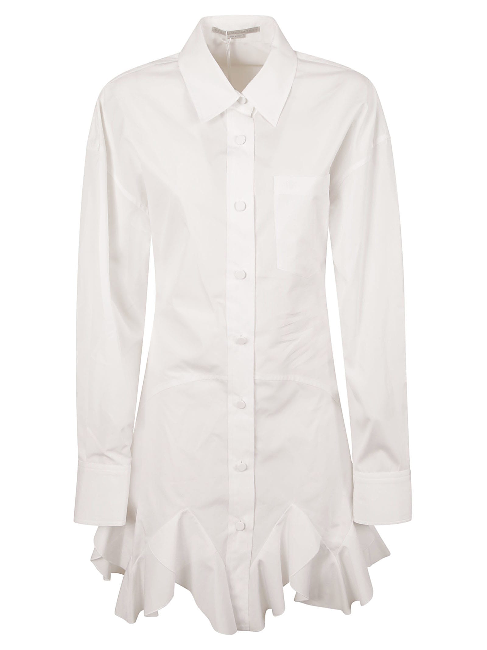Shop Stella Mccartney Ruffled Shirt Dress In Pure White
