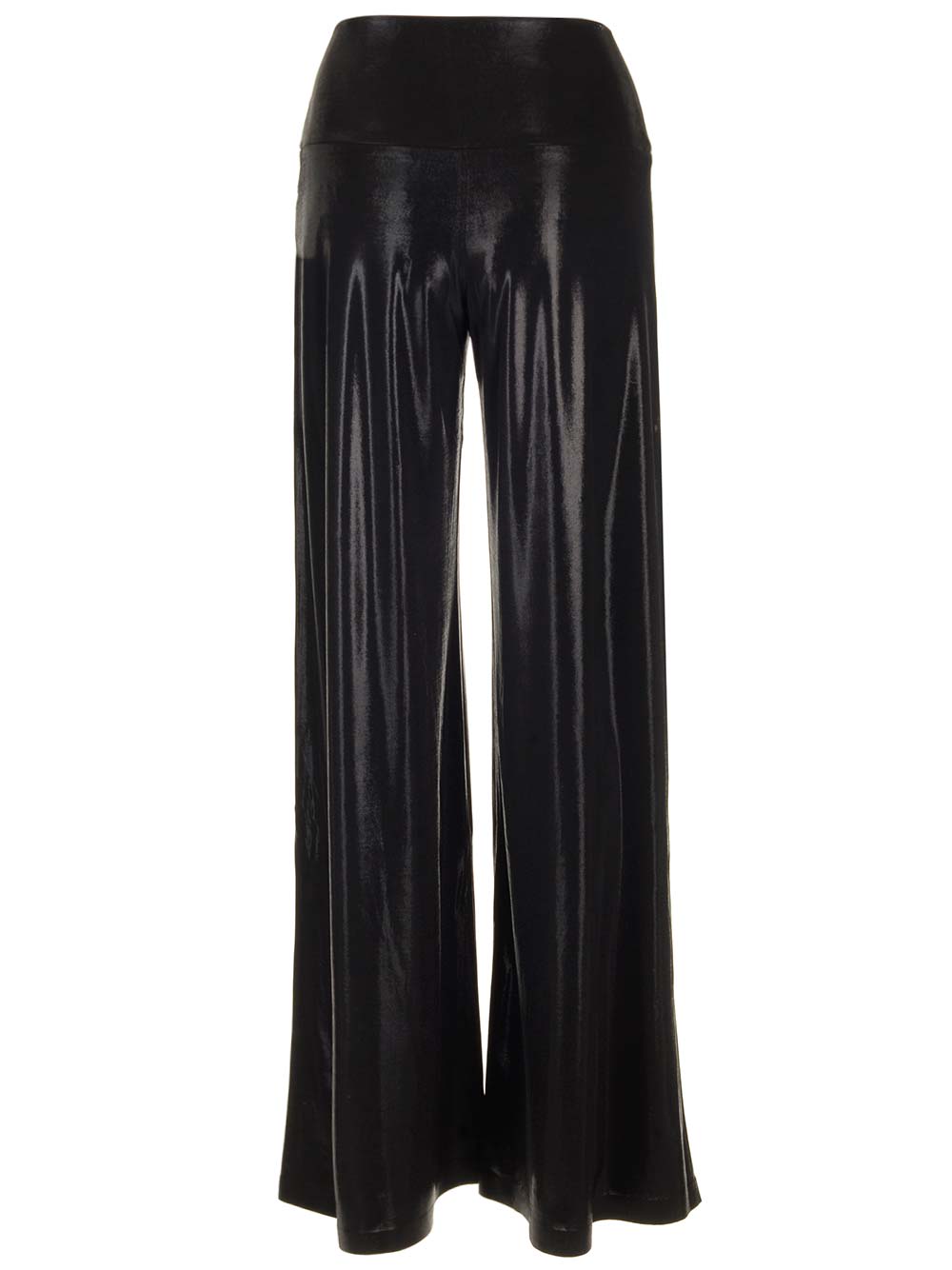 Shop Norma Kamali Jersey Palazzo Trousers In Black