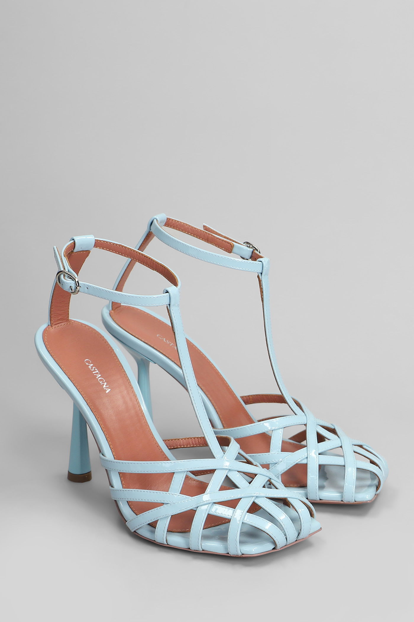 Aldo Castagna Lidia Sandals In Cyan Patent Leather In Blue