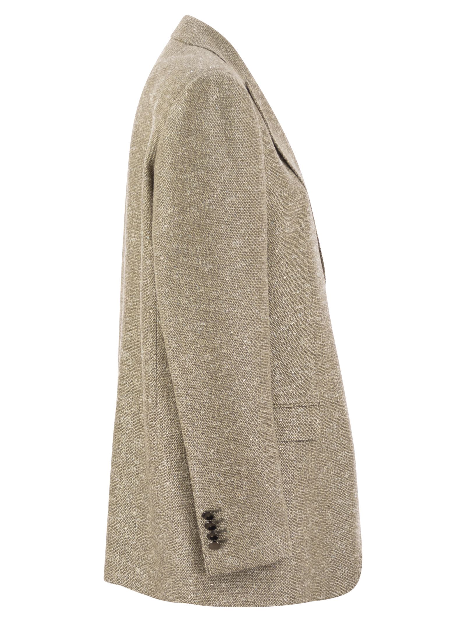 Tagliatore Women's Two-button Jacket With Micro Sequins In Beige