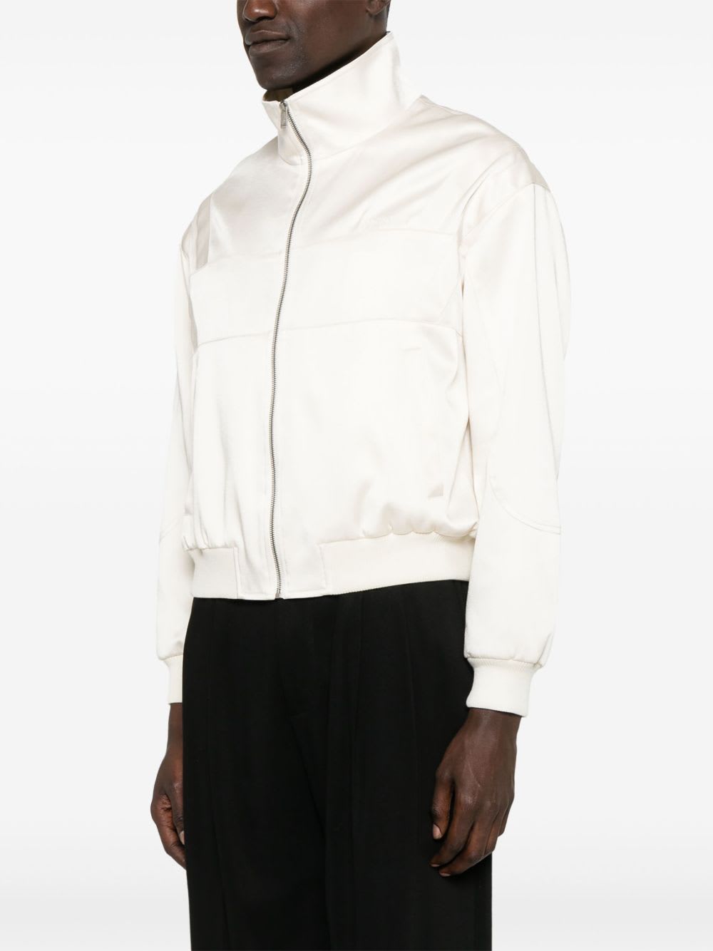 Saint Laurent Satin Bomber Jacket In White