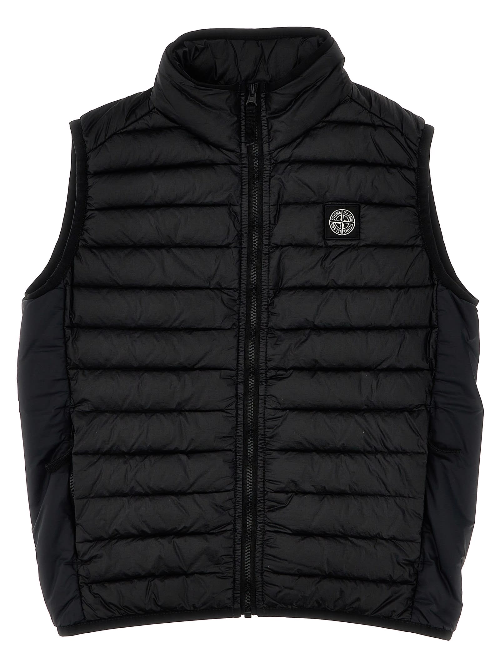 Shop Stone Island Junior Quilted Vest In Nero