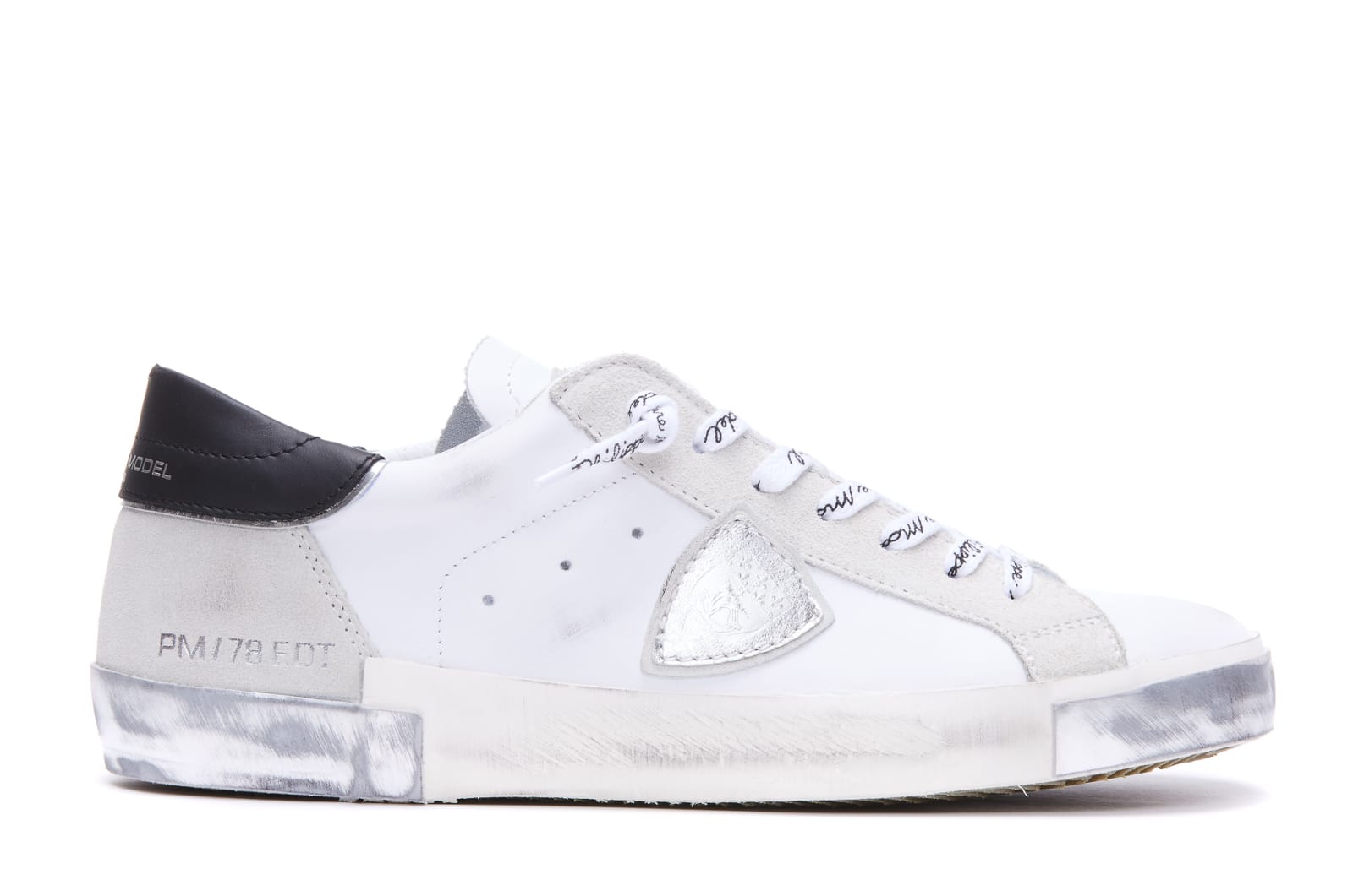 Shop Philippe Model Prsx Low Sneakers In Blanc Argent