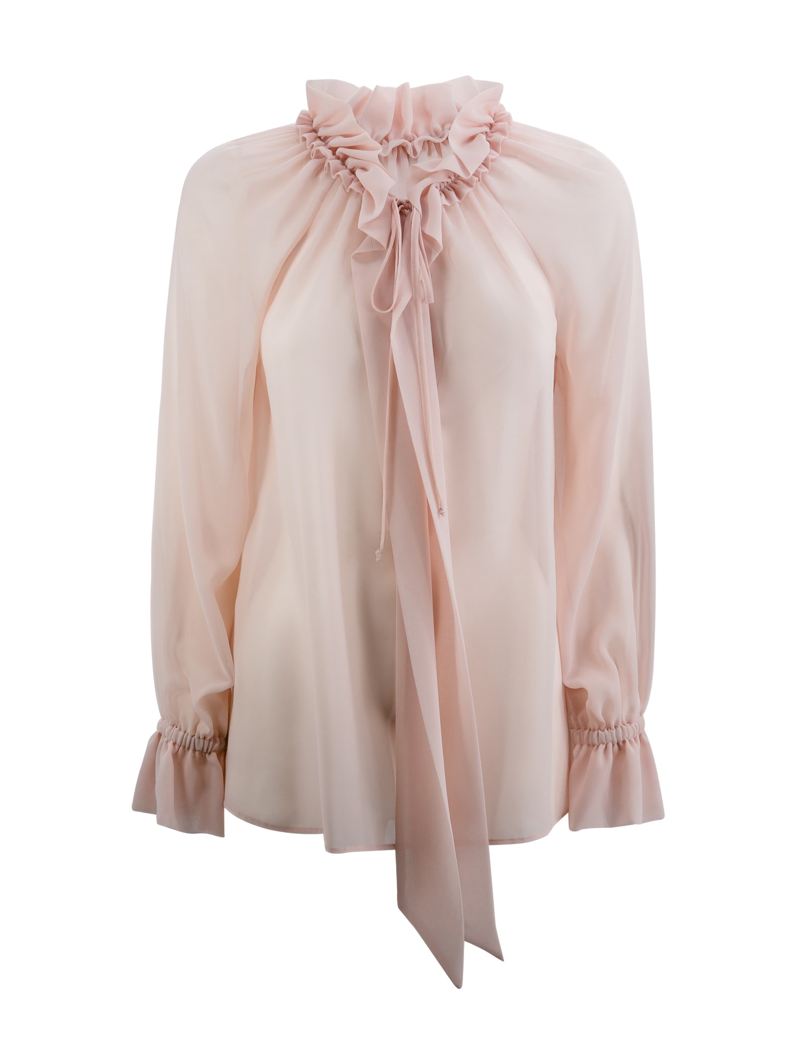 Shop P.a.r.o.s.h Sheer Georgette Blouse In Pink