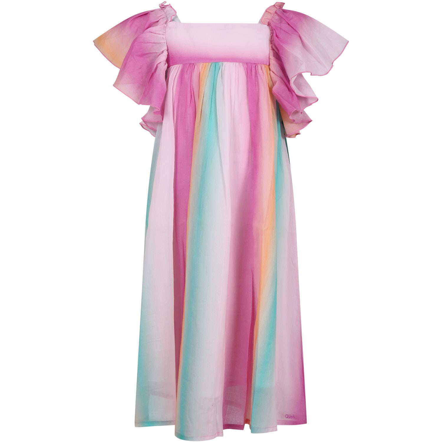 Shop Chloé Multicolor Dress For Girl In Multicolour