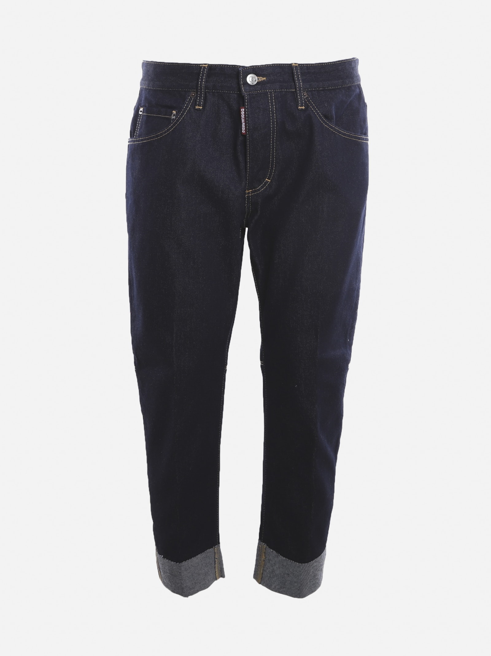 Dsquared2 Cropped Cotton Jeans With Soles On The Bottom