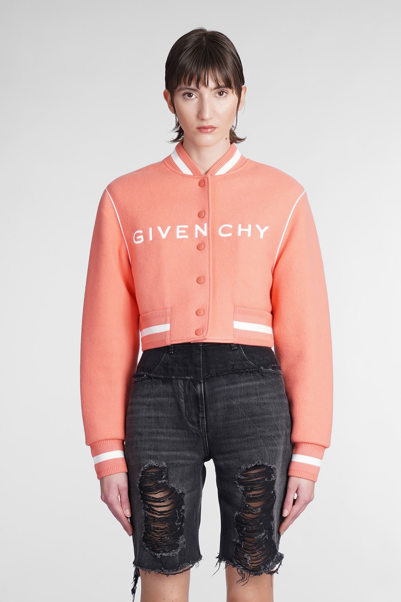 GIVENCHY BOMBER IN ROSE-PINK WOOL