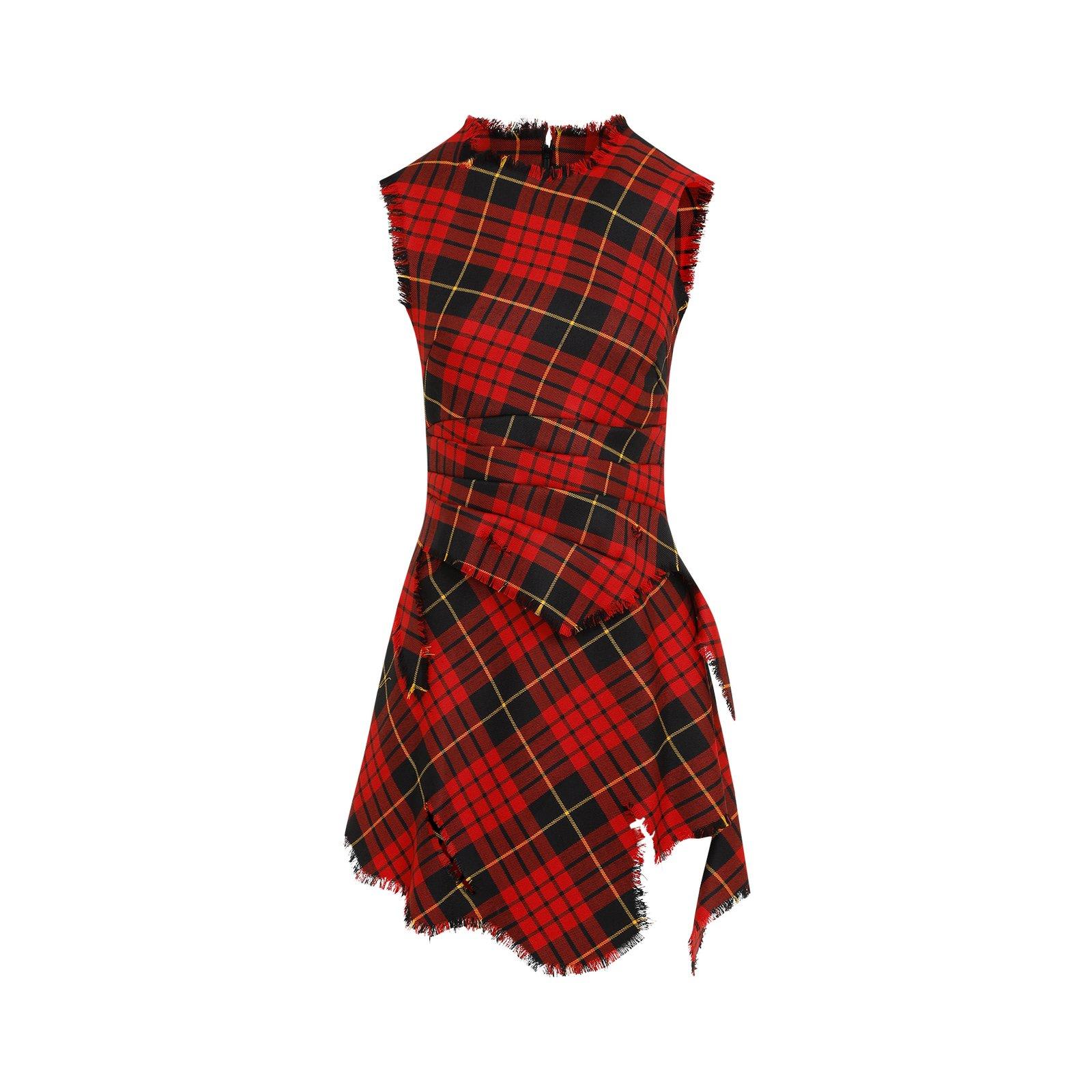 Distressed Tartan Mini Dress