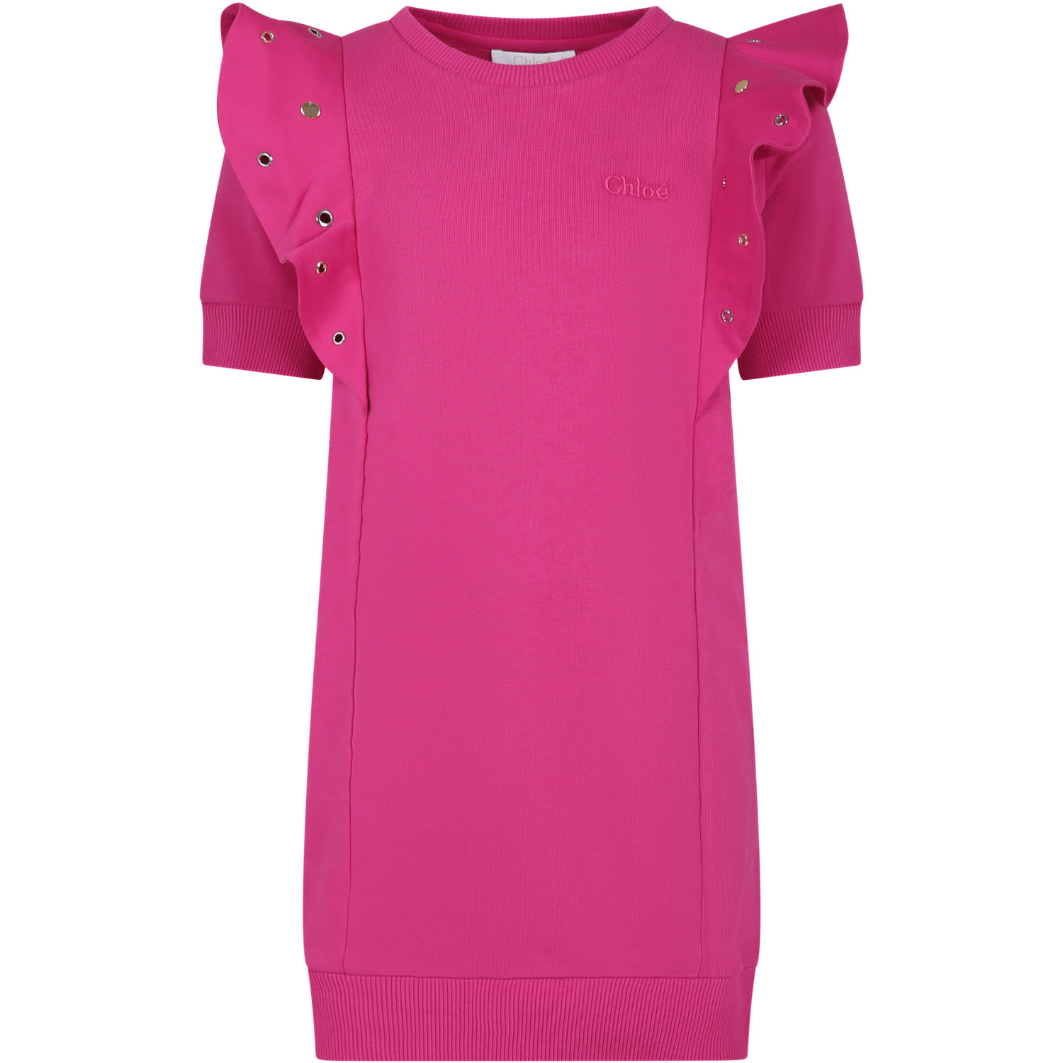 Chloé Fuchsia Dress For Girl With Logo In Fuchsia
