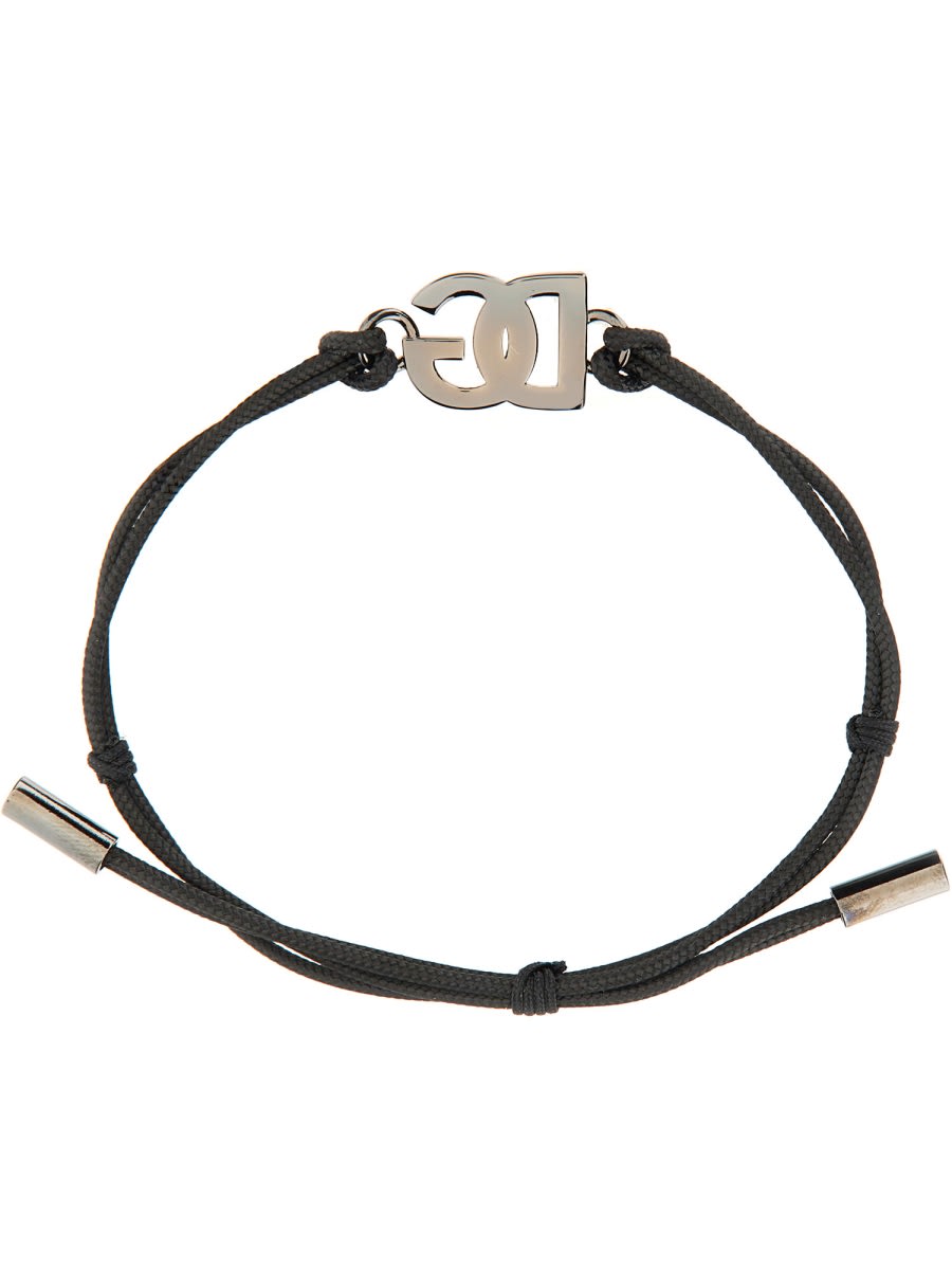 Dolce & Gabbana Logo Bracelet Metal Accents In Black