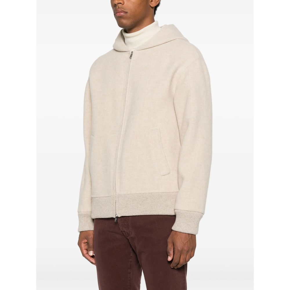 Fedeli Hooded Zip-front Jacket In Neutral