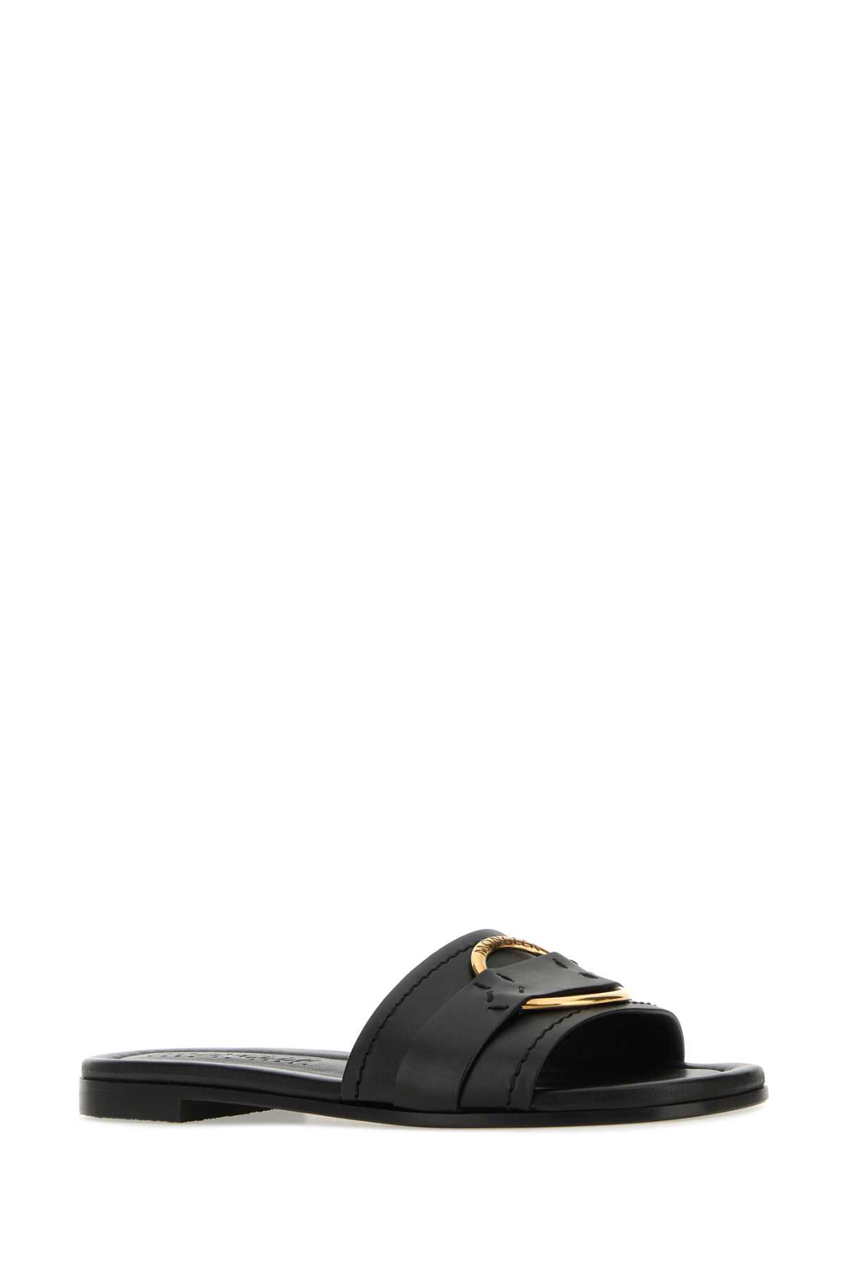 Shop Moncler Black Leather Bell Slippers In 999