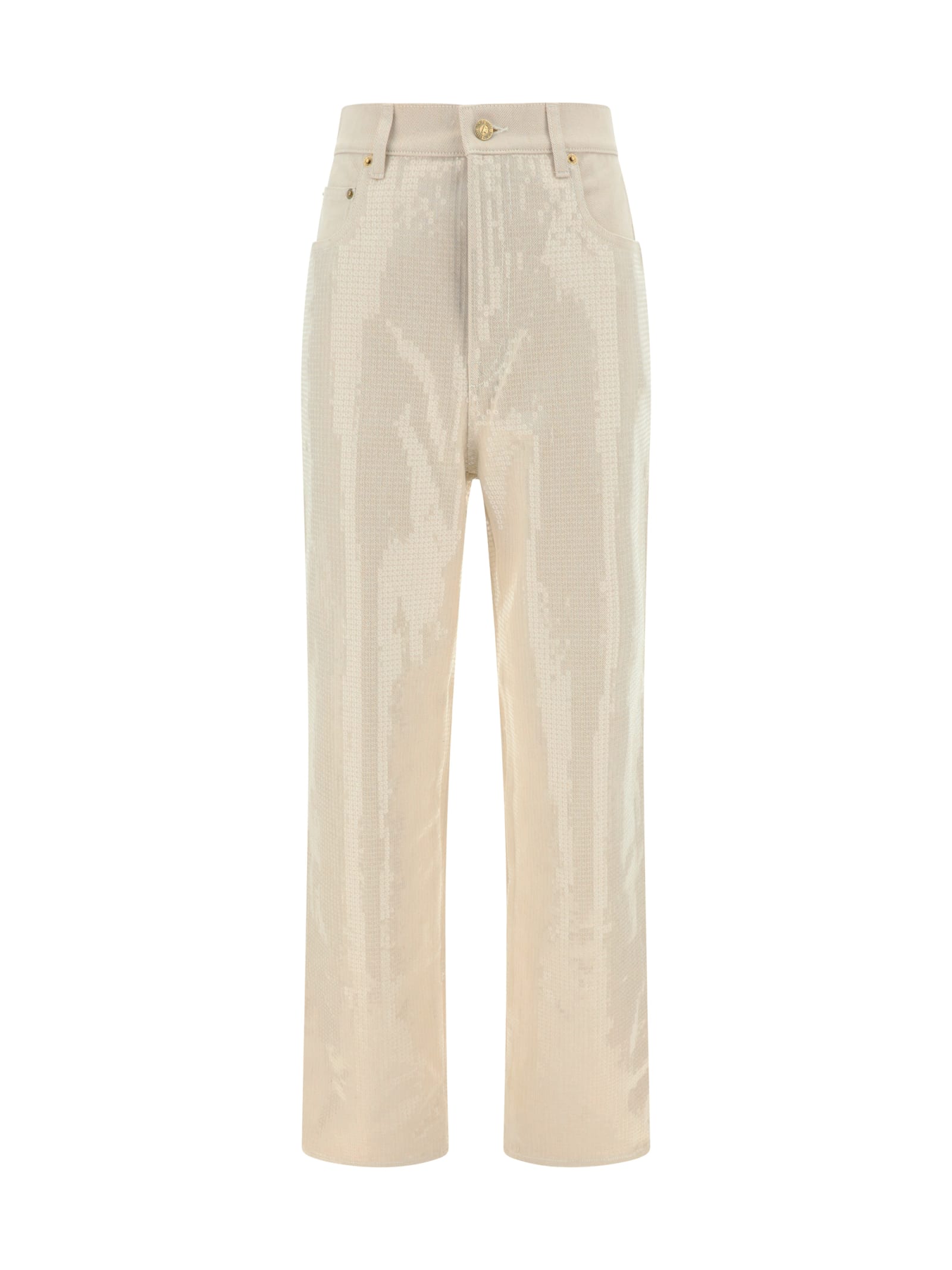 Shop Golden Goose Denim Pants In Beige