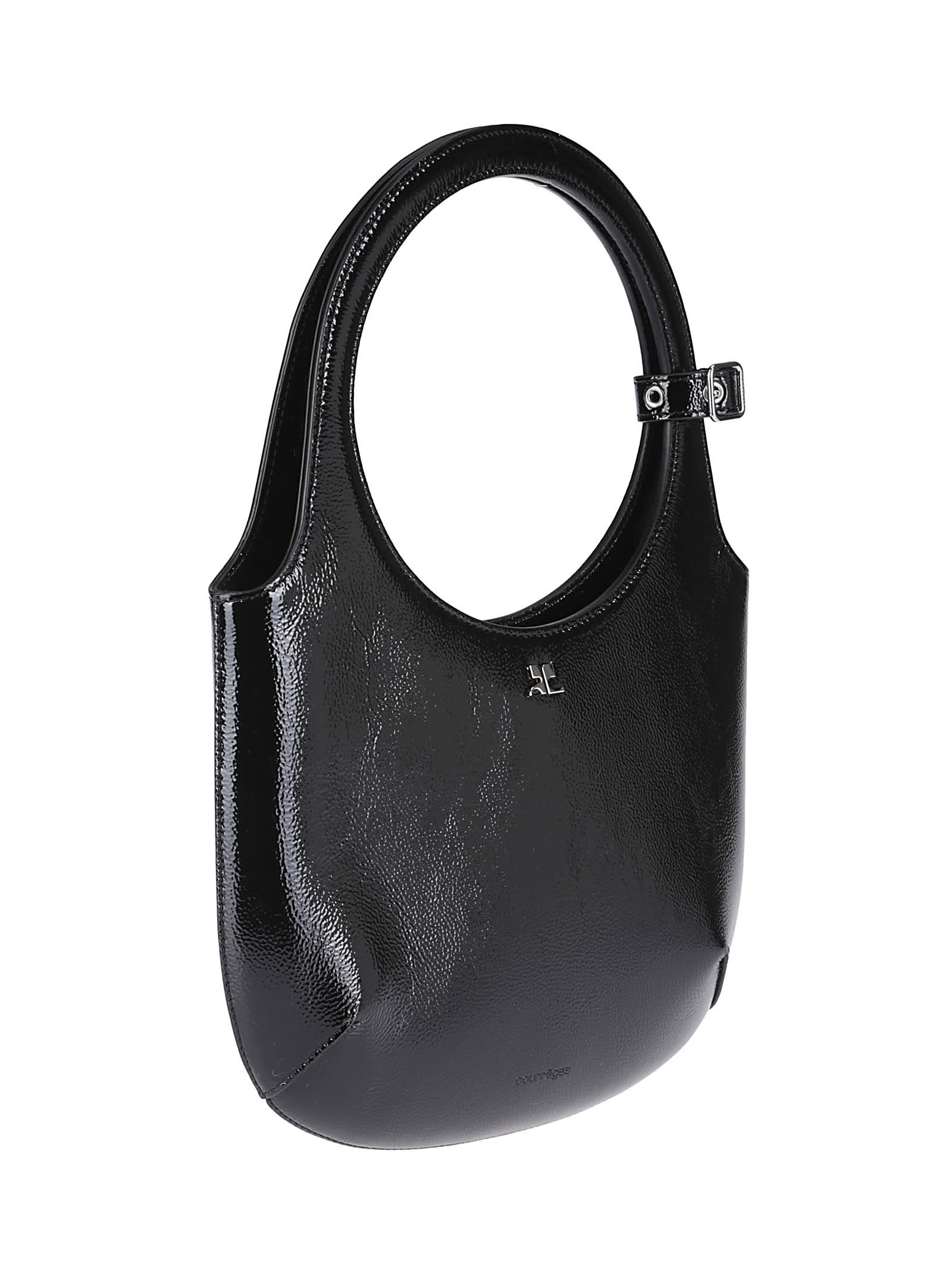 Shop Courrèges Holy Naplack Leather Bag In Black