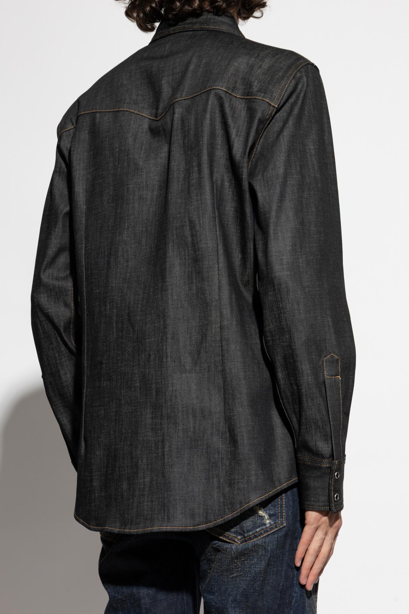 Dsquared2 Long-sleeve Casual Denim Shirt With Pocket Details In Black