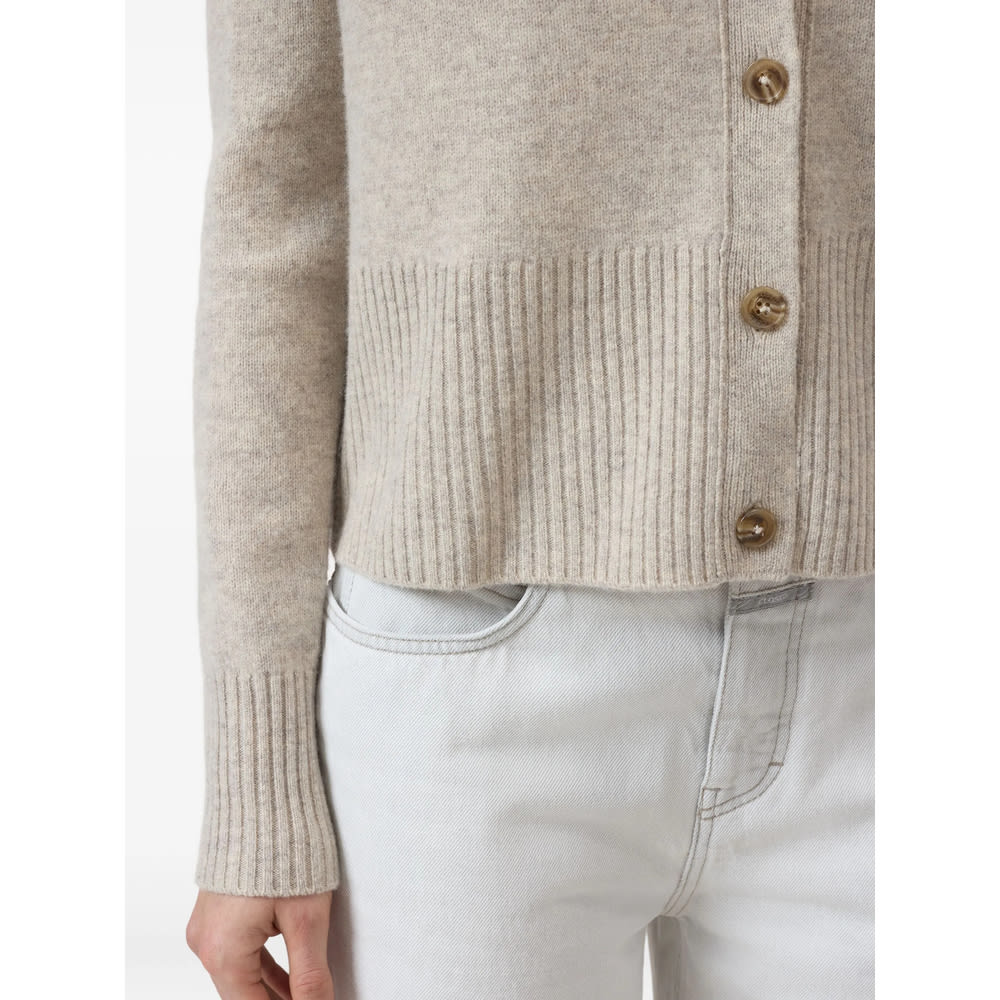 Closed Wool V-necked Cardigan In Neutral