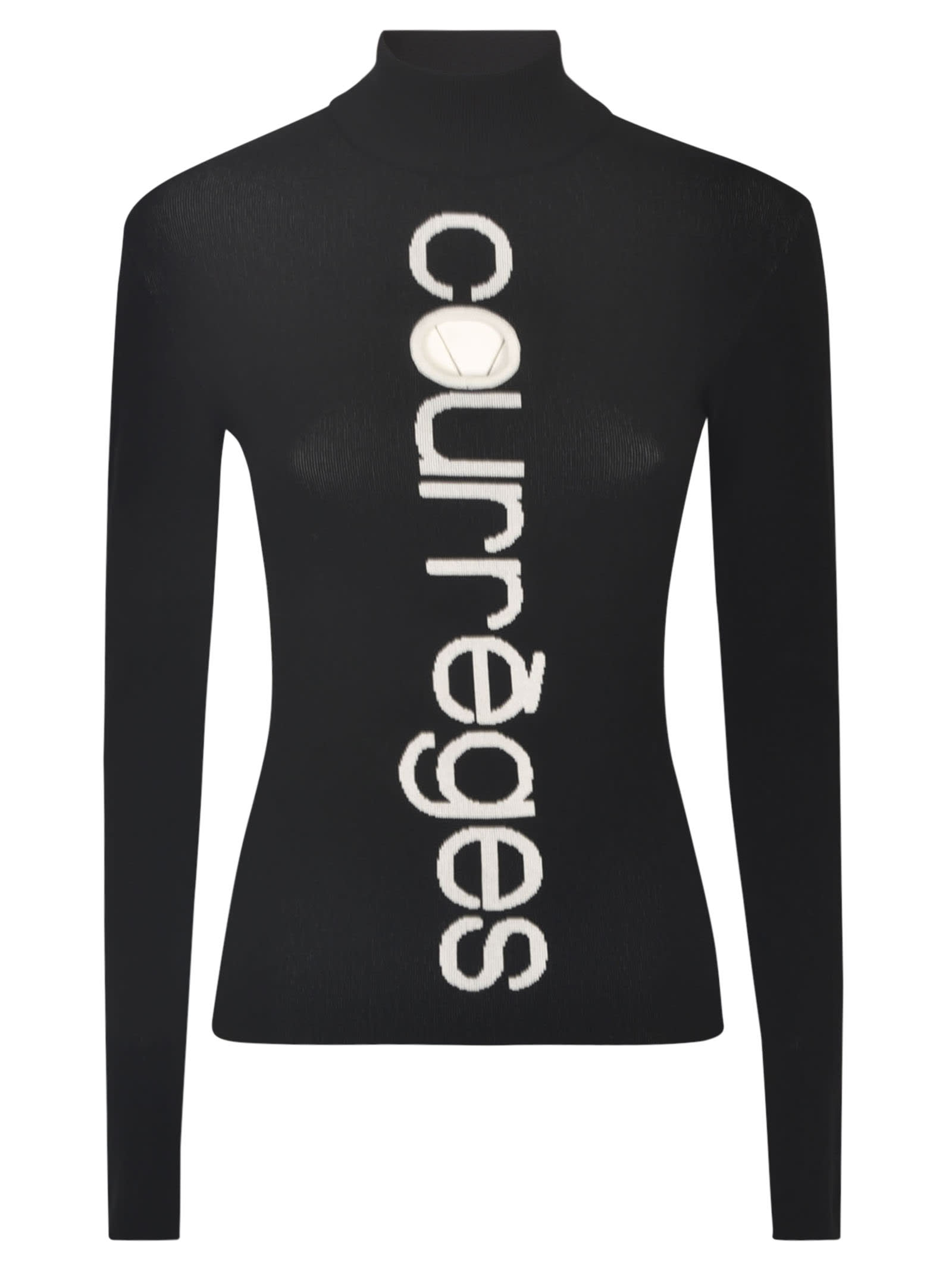 Shop Courrèges Logo Knit Sweater In Black/heritage White