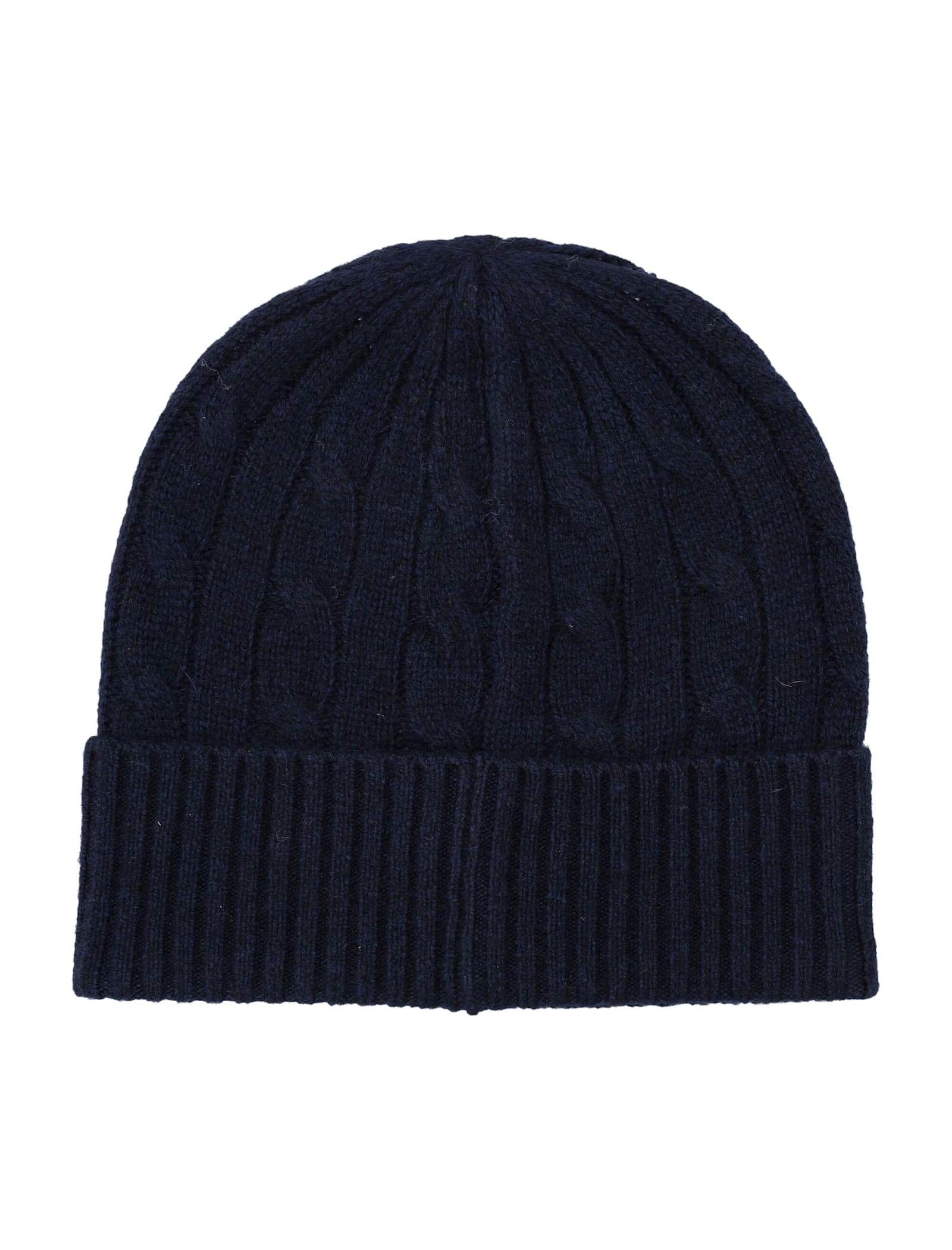Polo Ralph Lauren Womens Hunter Navy Cable Knitted Wool And Cashmere Beanie In Brown
