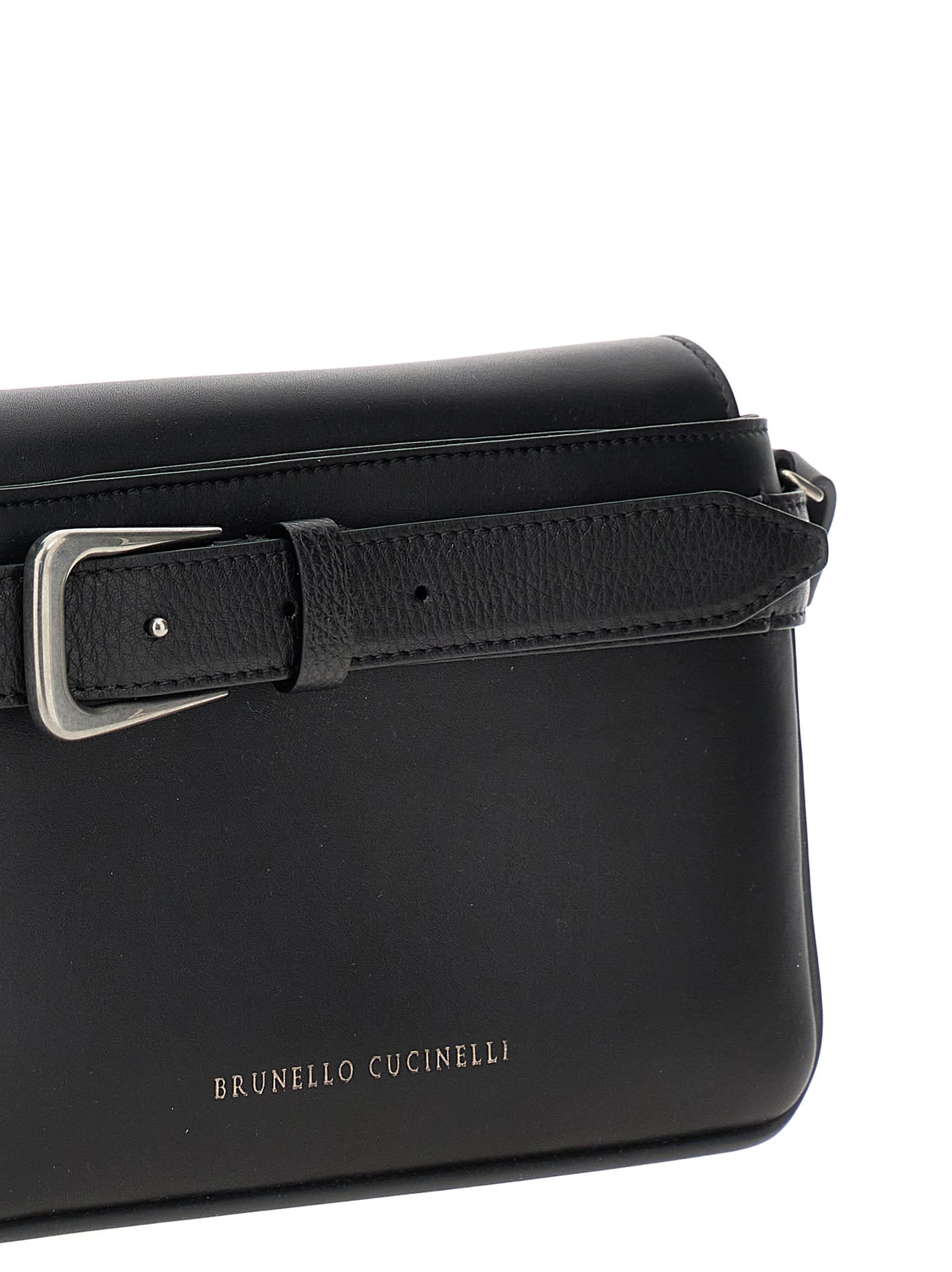 Shop Brunello Cucinelli Belt Detail Crossbody Bag In Black