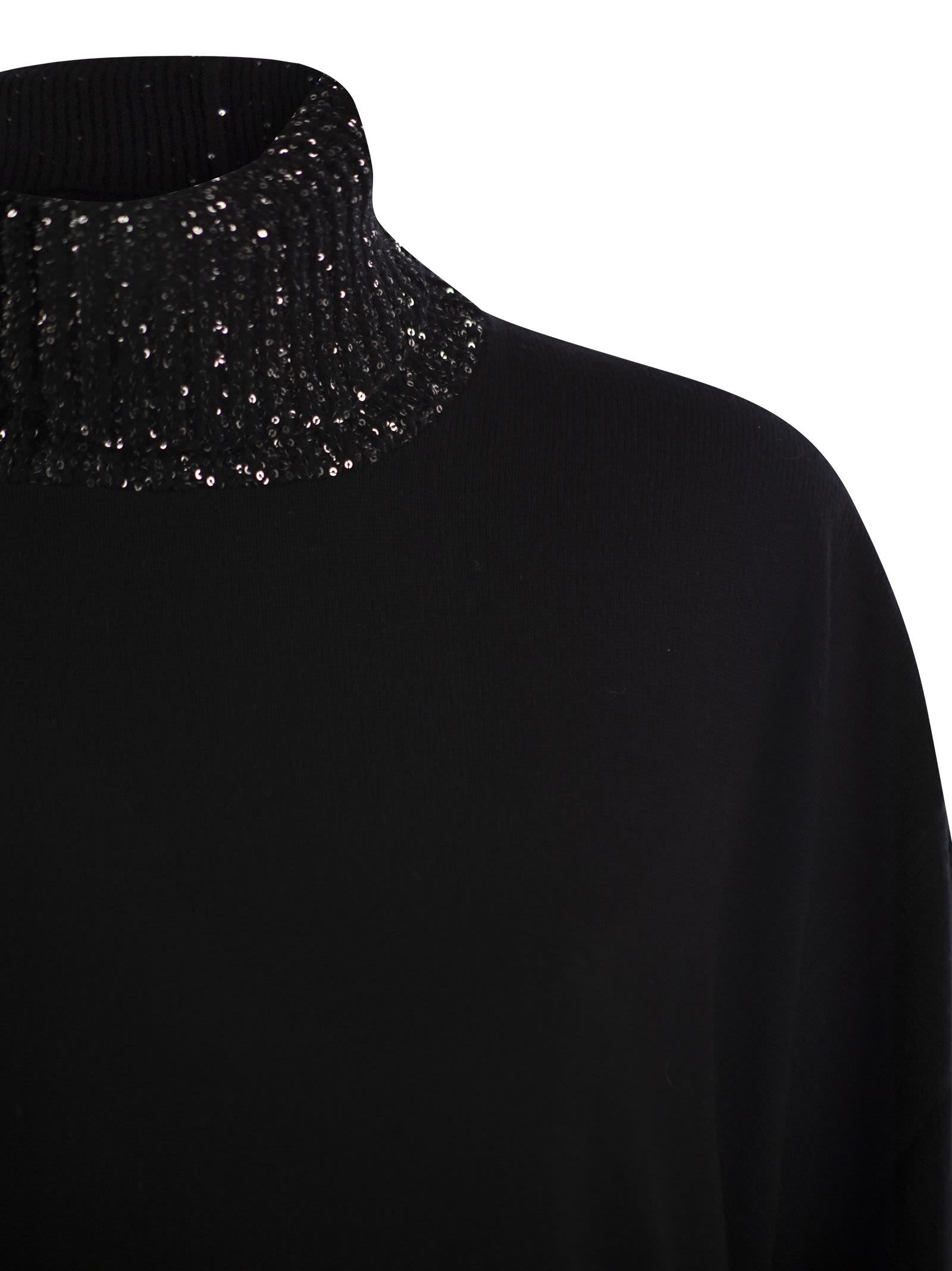 Shop Fabiana Filippi Turtleneck Sweater In Wool, Silk And Cashmere In Black