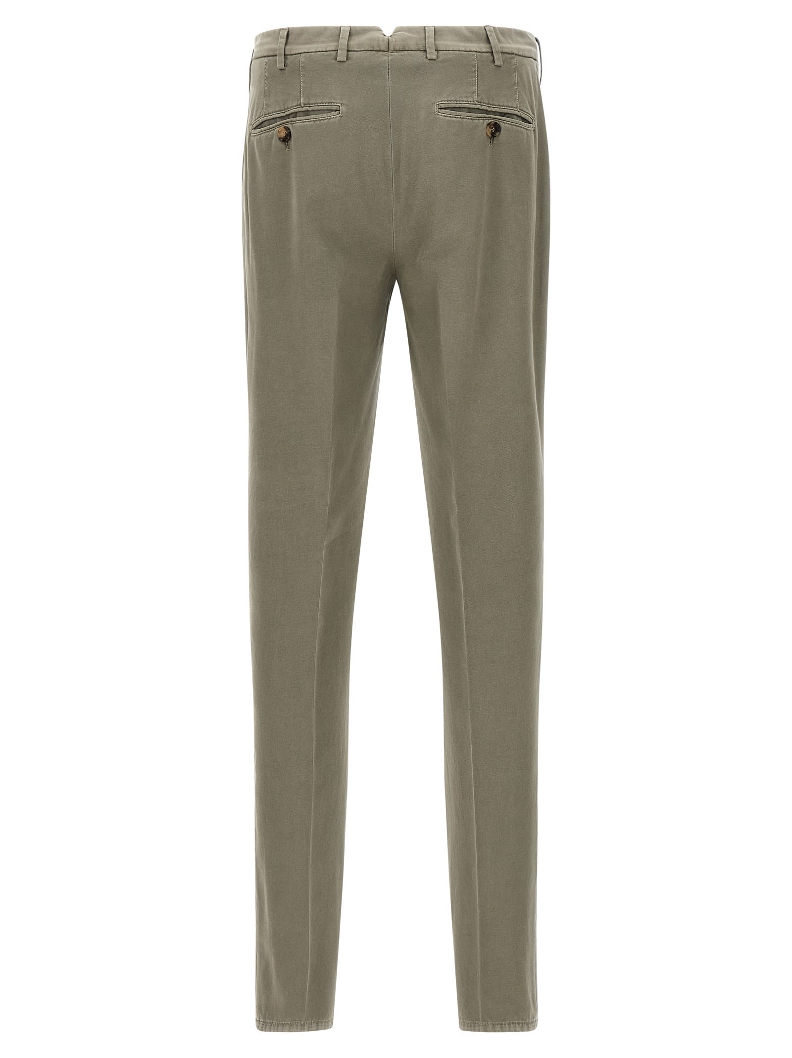 Brunello Cucinelli Cotton Trousers With Back Pockets And Belt Loops In Gray