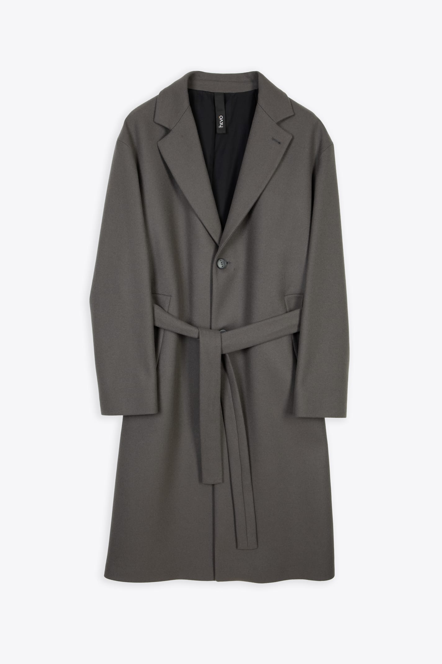 Coat Grey wool long coat with belt - Cisternino