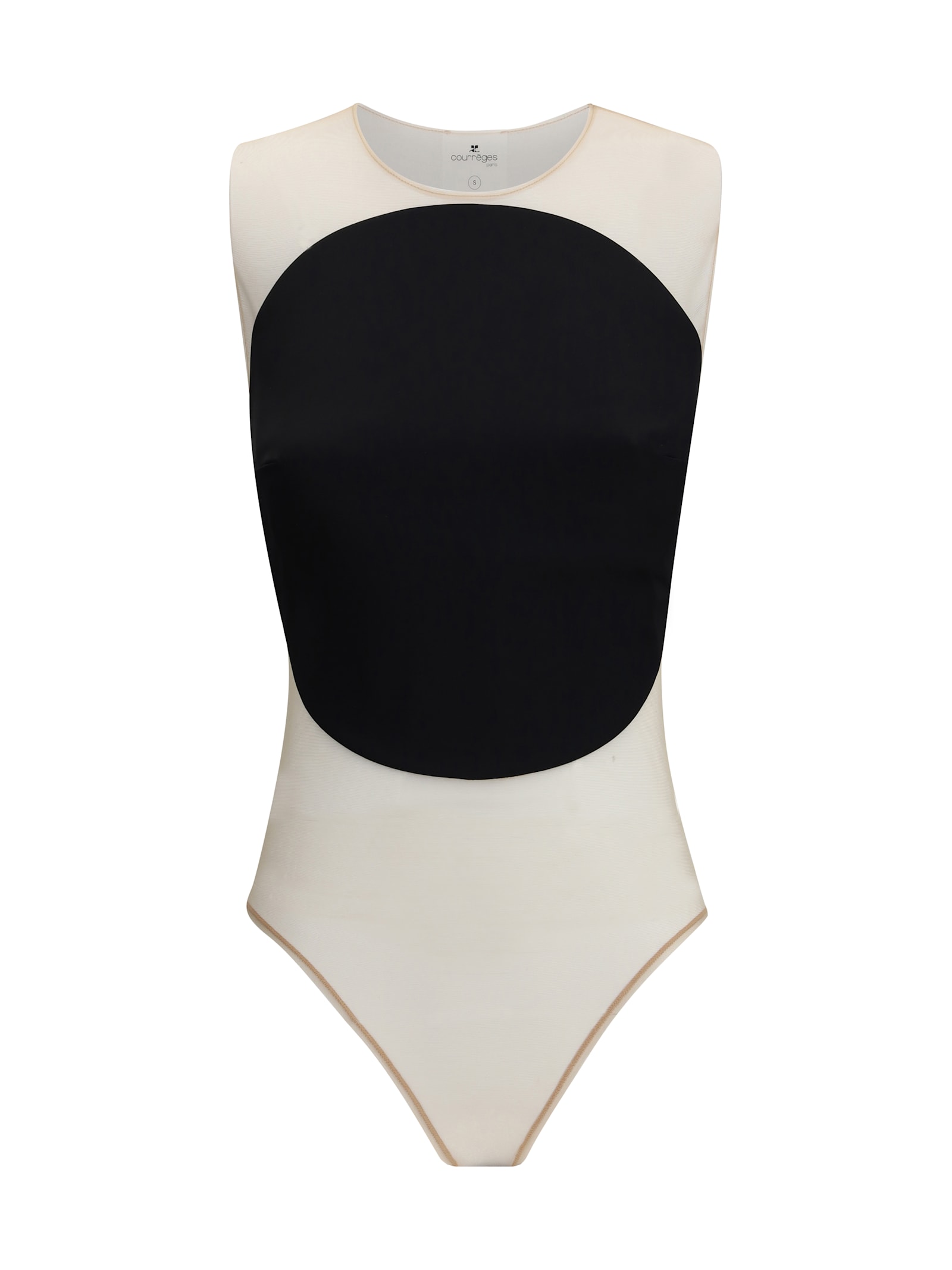 Courrèges Illusion Mesh And Duchesse-satin Bodysuit In Black