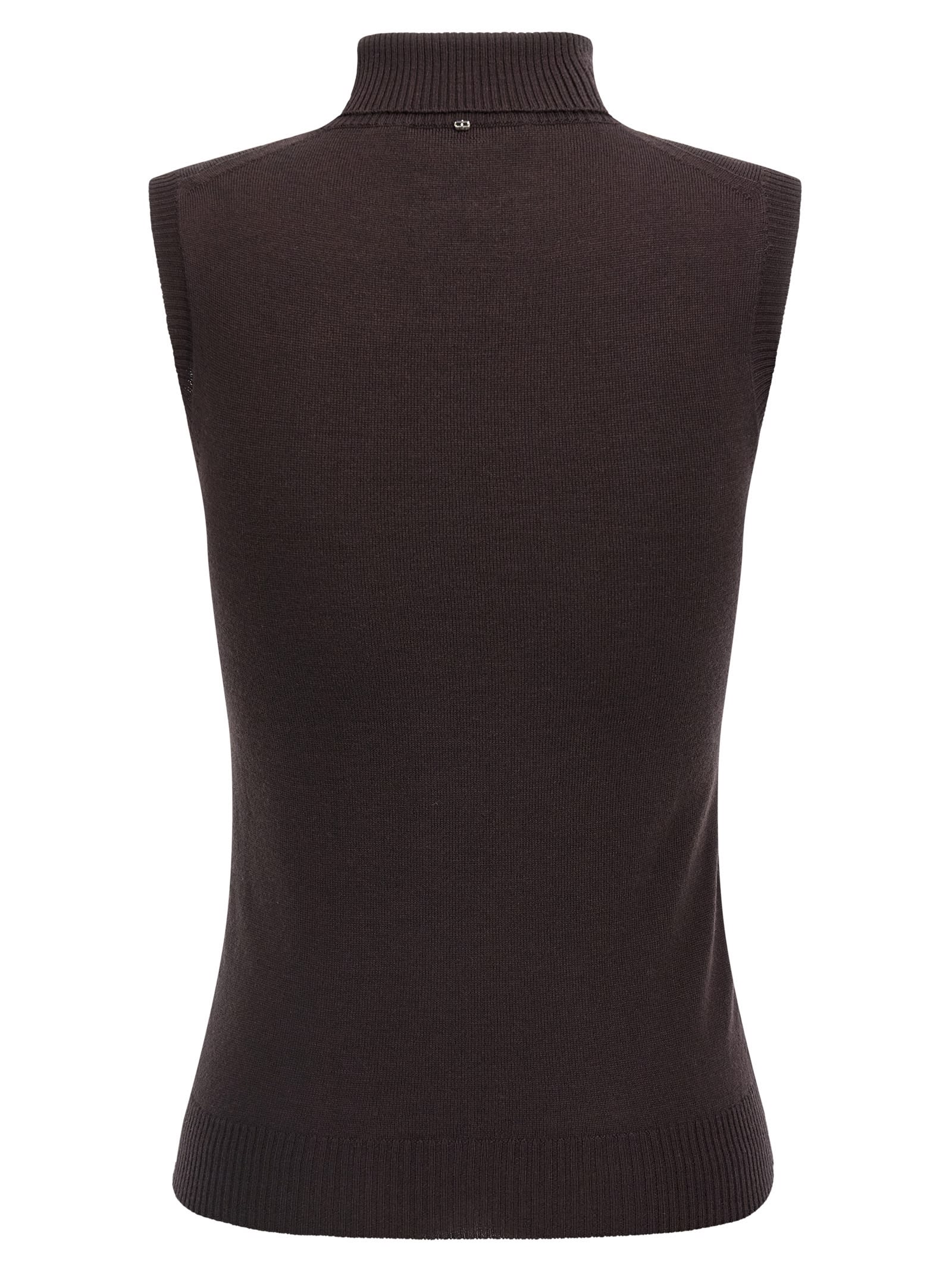Sportmax Mock Neck Sleeveless Knitwear Brown In Black