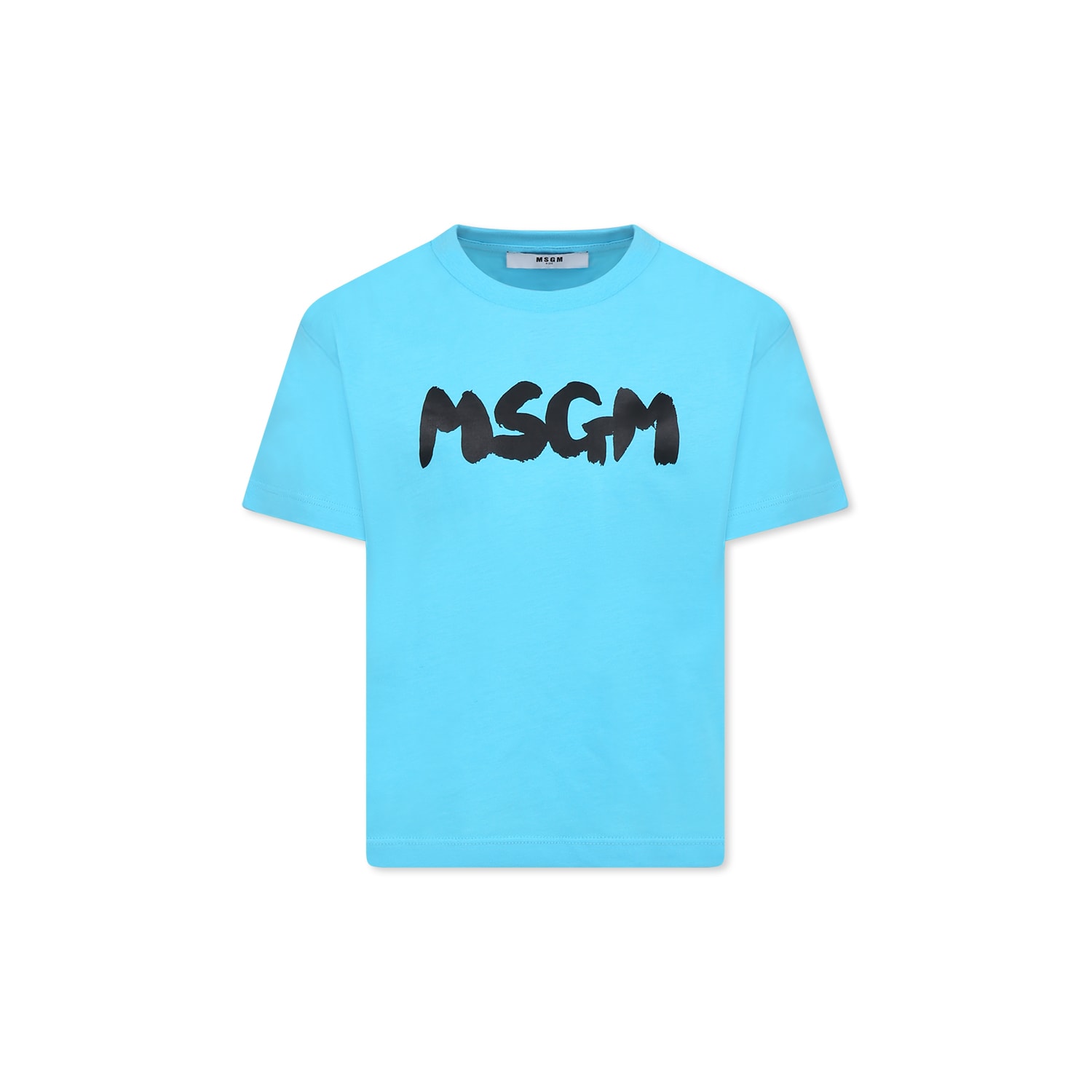 Msgm Light Blue T-shirt For Kids With Logo In Light Blue