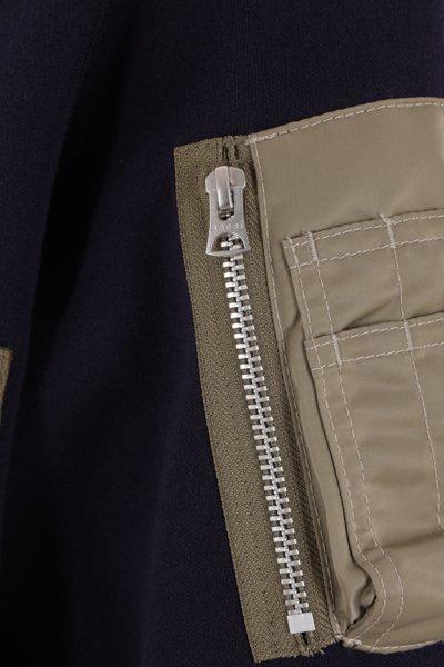 Shop Sacai Layered Zip-up Drawstring Hoodie In Navy