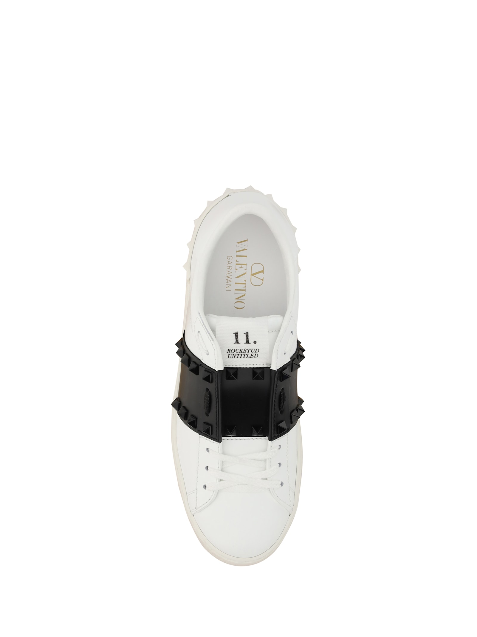 Shop Valentino Rockstud Open Sneakers In Bianco/nero/bianco