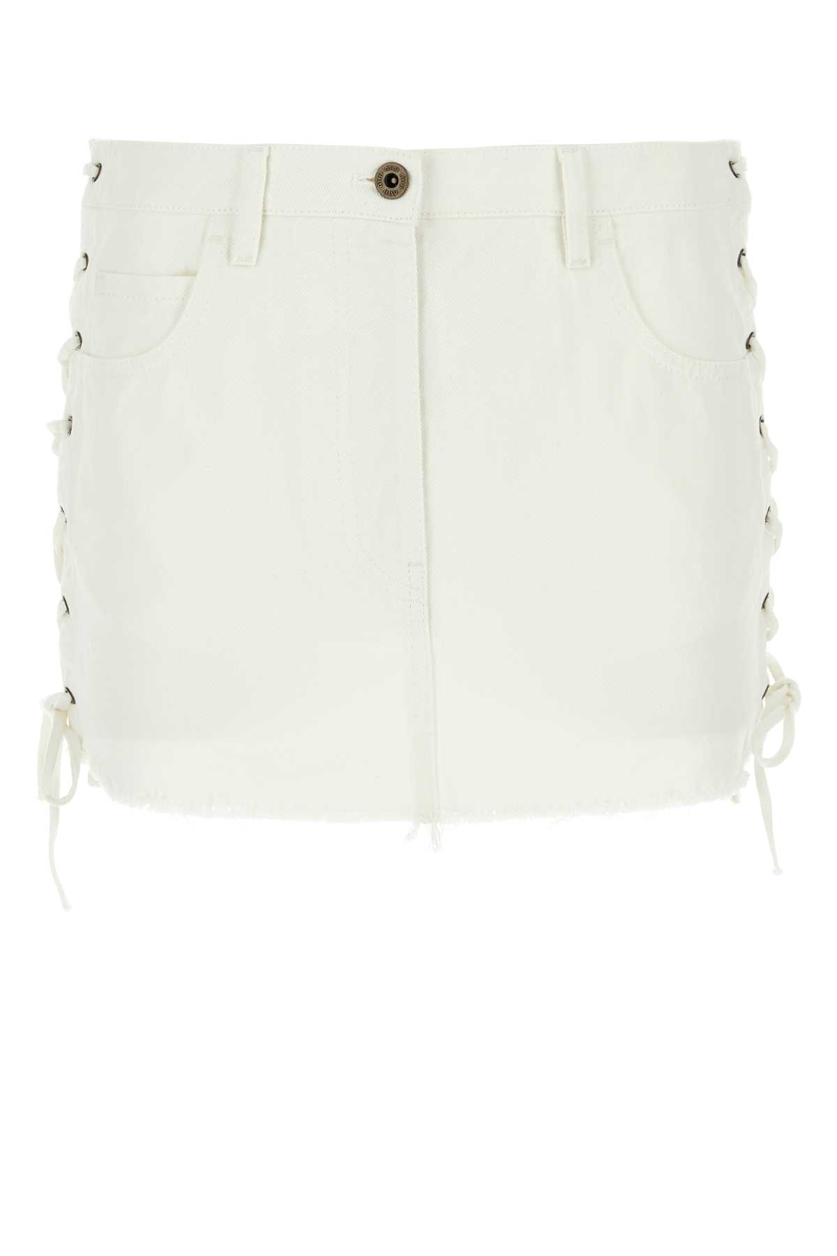 Miu Miu White Denim Mini Skirt
