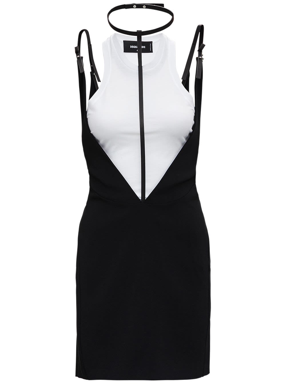 Dsquared2 Black And White Layered Dress
