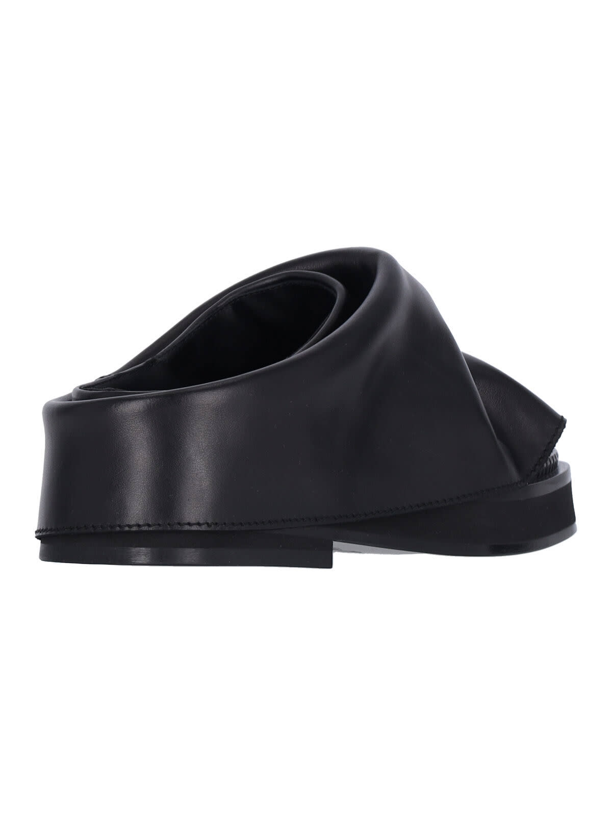 Attico Black Leather Mules In Black