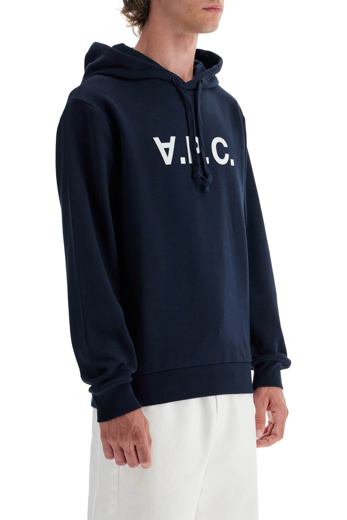 Shop Apc Grand Vpc Hoodie In Dark Navy/ecru (blue)