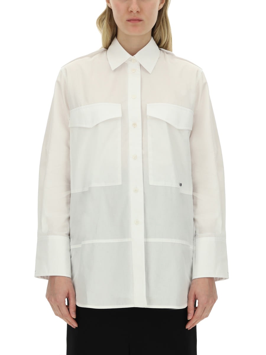 Shop Victoria Beckham Oversize Pocket Shirt In White