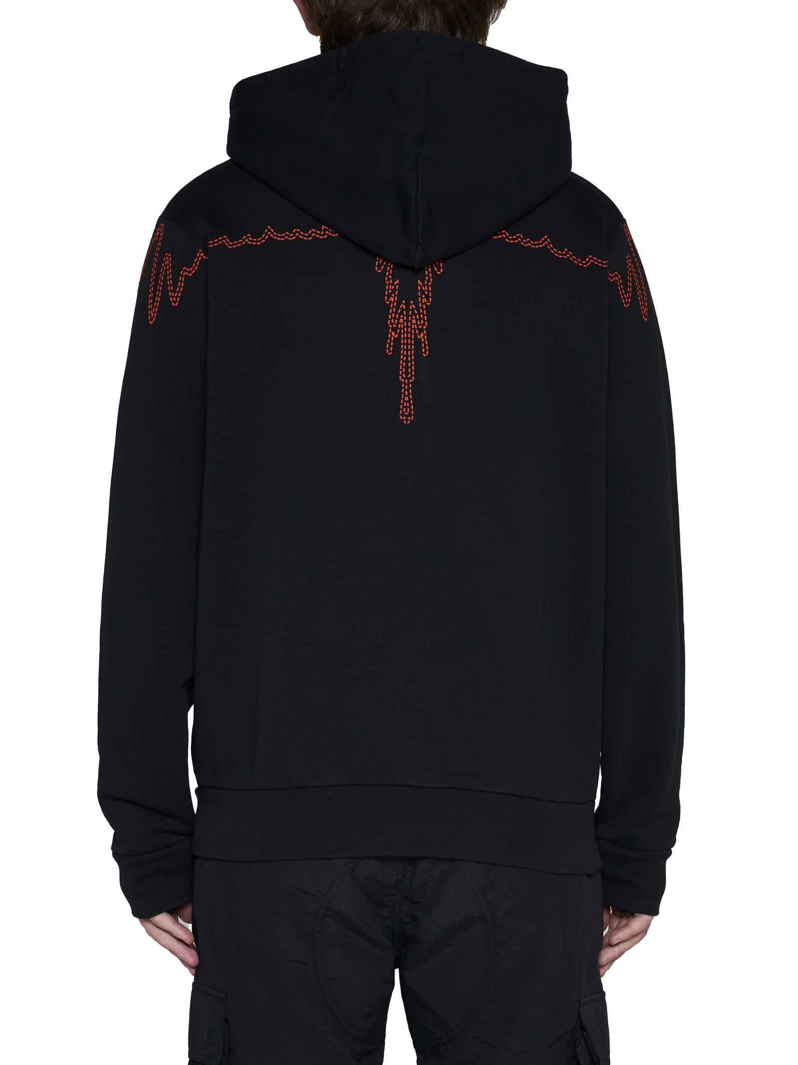 Marcelo Burlon County Of Milan Stitch Wings Cotton Hoodie In Black