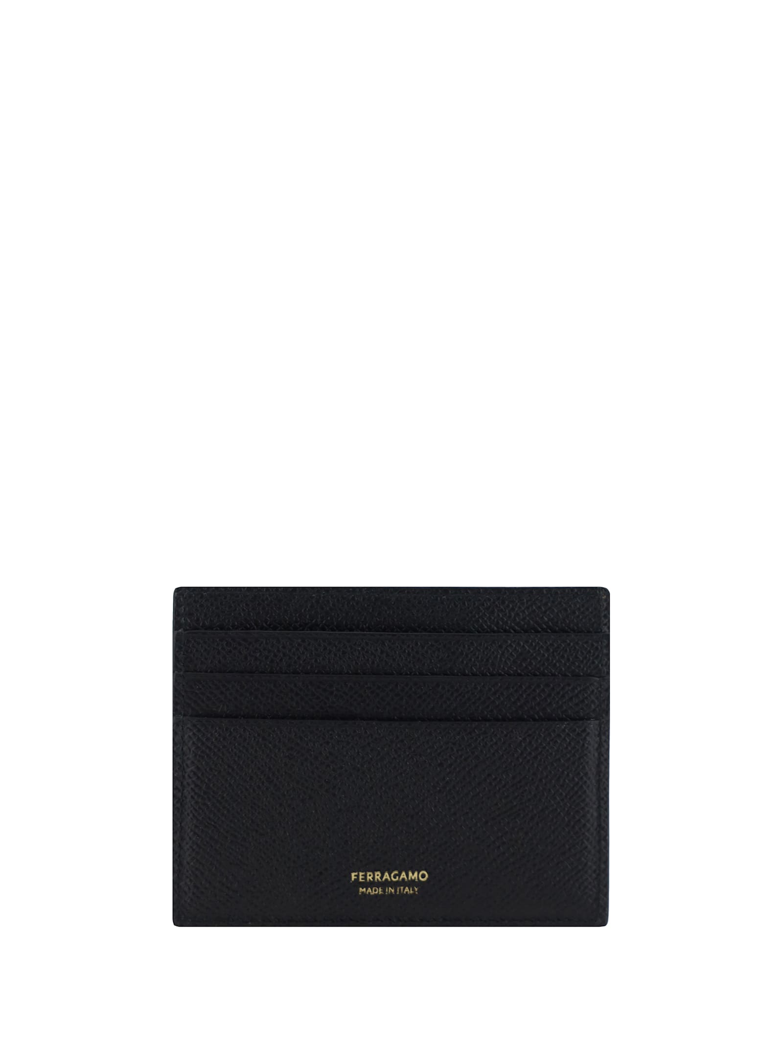 Ferragamo Leather Card Holder In Black