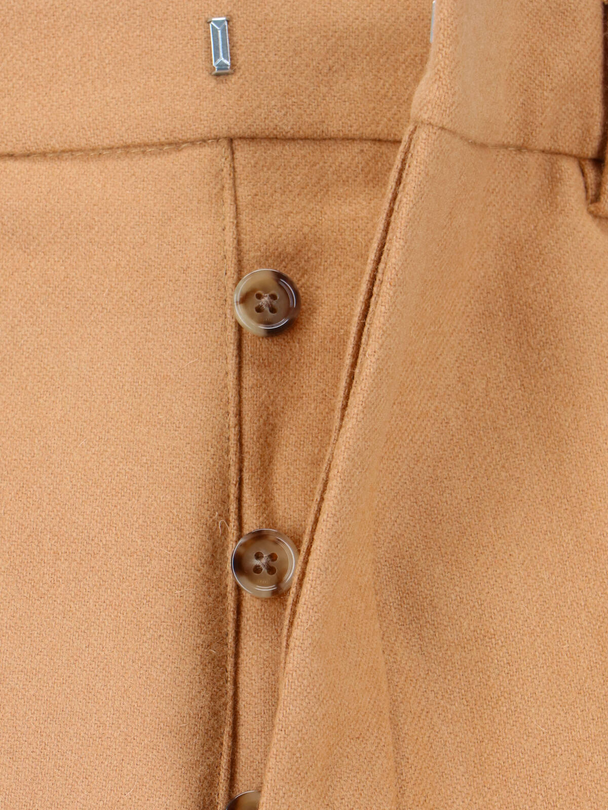 Ami Alexandre Mattiussi Tailored Beige Virgin Wool Trousers With Button Closure In Brown