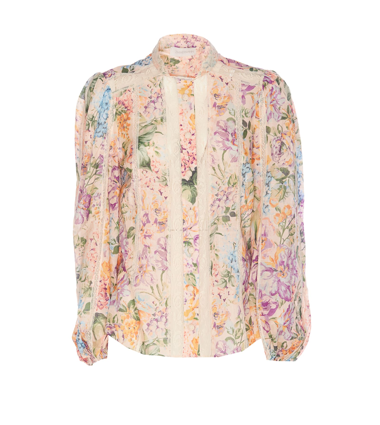 Shop Zimmermann Halliday Lace Shirt In Multicolour